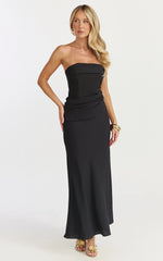 Lottie Midi Dress - Strapless Dress in Black