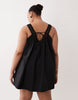 Curve poplin v-neck mini smock sundress with lace overlay in black