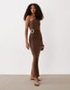 slub raffia hardware dress in chocolate