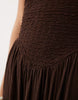 crinkle halterneck midi dress in chocolate