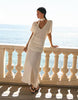 4th & Reckless sheer mesh tie front witted waist scarf detail maxi beach dress in cream