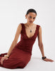 lace cami maxi dress in rust