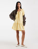 ONLY linen blend dropped hem mini dress in pale yellow