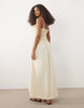 shirred cami midi sundress in buttermilk