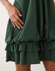textured scoop neck mini dress with peplum hem in khaki green